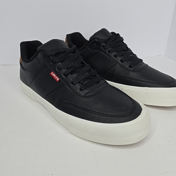 Levi's Men's‎ Munro Faux-Leather Retro Low Top Sneakers Black Tan Size 8 EUC - Picture 2 of 14